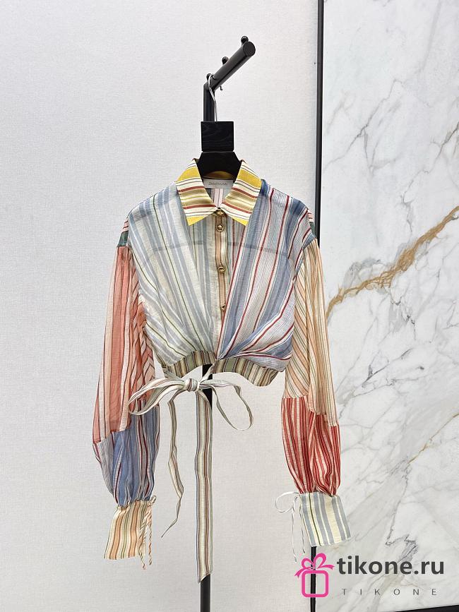 Zimmermann Rebellion Striped Blouse in Spliced Stripes 7031TC261 - 1