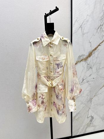 Zimmermann Hypnotic Utility Mini Dress in Cream Floral