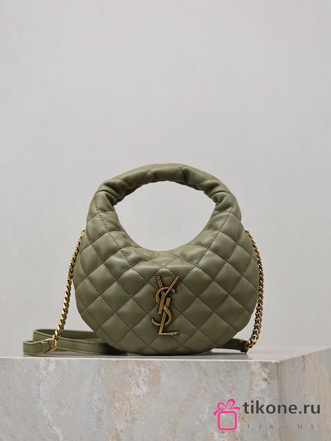 YSL Icarino Mini In Quilted Nappa In Strong Moss - 19x12x5cm - 1