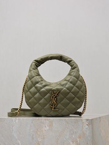 YSL Icarino Mini In Quilted Nappa In Strong Moss - 19x12x5cm