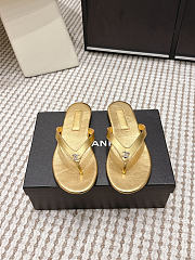 Chanel Thongs Laminated Calfskin Gold - 6