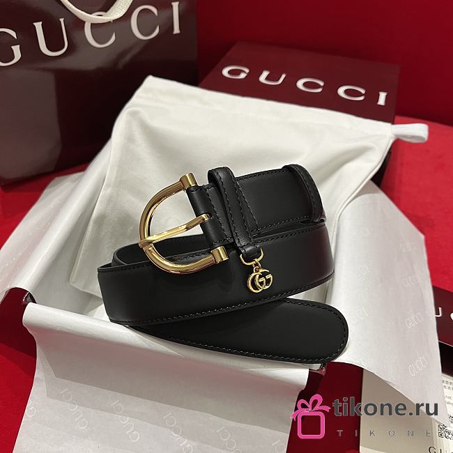 Gucci Belt With Stirrup Buckle In Black Leather 3.5cm - 1