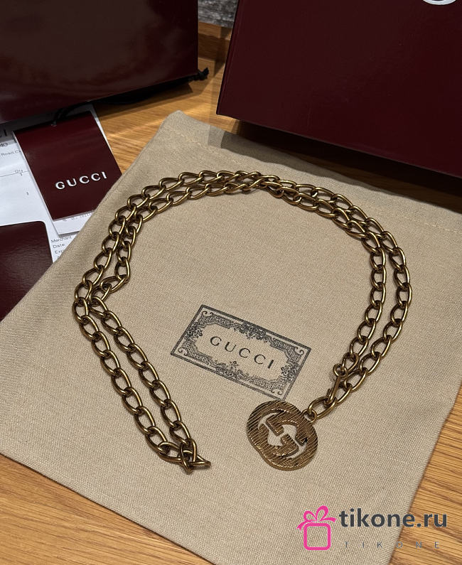 Gucci Double Chain Belt With Charm Gold - 1