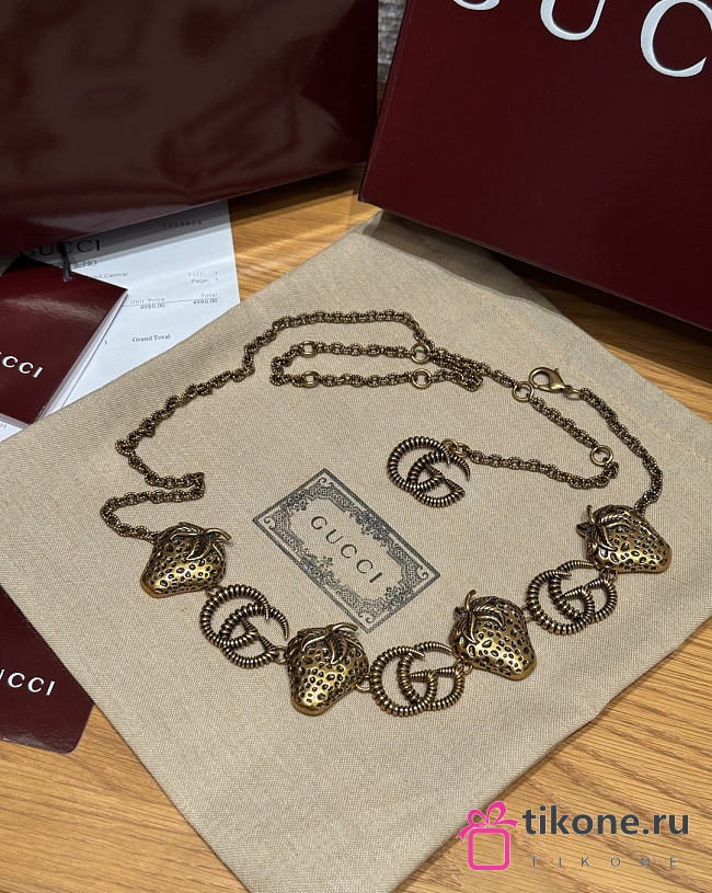 Gucci Chain Belt Strawberry And Double Gold - 1