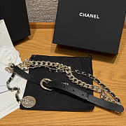 Chanel Chain Belt with Charm Black Leather 20mm - 1