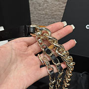 Chanel Chain Belt with Charm Black Leather 20mm - 2