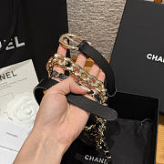 Chanel Chain Belt with Charm Black Leather 20mm - 3
