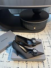 Balenciaga Avenue Palazzo 90mm Pump In Black Satin And Rhinestones - 5