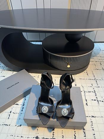 Balenciaga Avenue Palazzo 110mm Heeled Sandals In Black Satin And Rhinestones