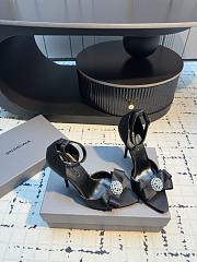 Balenciaga Avenue Palazzo 110mm Heeled Sandals In Black Satin And Rhinestones - 6