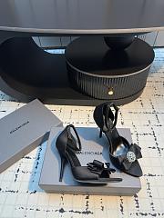 Balenciaga Avenue Palazzo 110mm Heeled Sandals In Black Satin And Rhinestones - 5