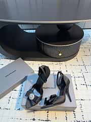 Balenciaga Avenue Palazzo 110mm Heeled Sandals In Black Satin And Rhinestones - 3