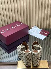 Gucci Wedge Sandal with Horsebit Beige and Dark Brown GG Canvas - 6