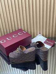 Gucci Wedge Sandal with Horsebit Dark Brown GG Canvas - 6