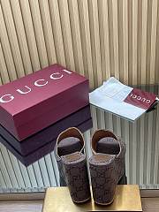 Gucci Wedge Sandal with Horsebit Dark Brown GG Canvas - 4