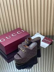 Gucci Wedge Sandal with Horsebit Dark Brown GG Canvas - 2