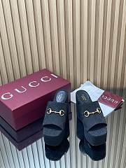 Gucci Wedge Sandal with Horsebit Black GG Canvas - 4