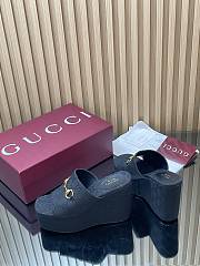 Gucci Wedge Sandal with Horsebit Black GG Canvas - 2