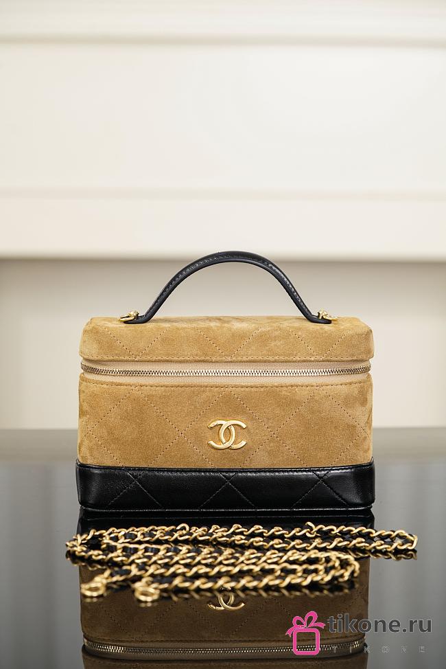Chanel Vanity with Chain Suede Calfskin Shiny Lambskin & Gold-Tone Metal Brown & Black - 19.5x17x5cm - 1