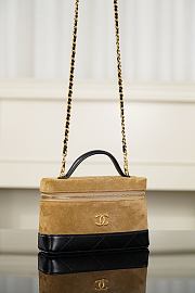 Chanel Vanity with Chain Suede Calfskin Shiny Lambskin & Gold-Tone Metal Brown & Black - 19.5x17x5cm - 2
