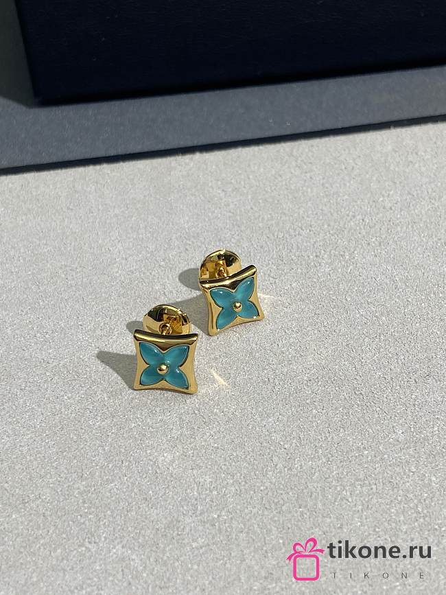 LV Color Blossom BB Star Ear Stud Yellow Gold and Amazonite Q16641  - 1