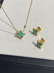 LV Color Blossom BB Star Ear Stud Yellow Gold and Amazonite Q16641  - 2