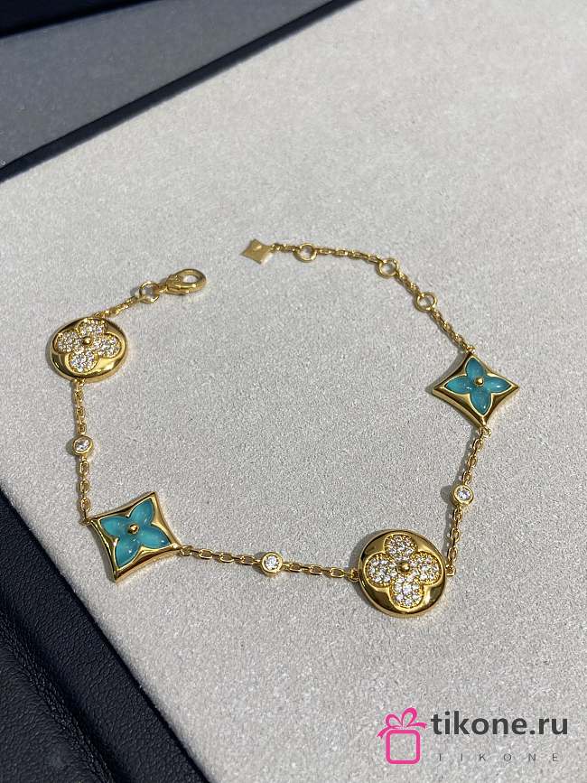 LV Color Blossom BB Star and Sun Multi-Motif Bracelet Yellow Gold Amazonite and Diamonds Q05979 - 1