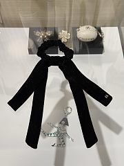 Chanel Hair Tie Bow in Black Velvet  - 1