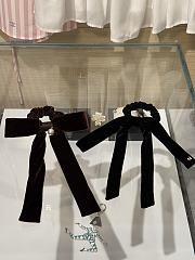 Chanel Hair Tie Bow in Brown Velvet - 5