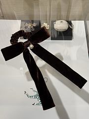 Chanel Hair Tie Bow in Brown Velvet - 3