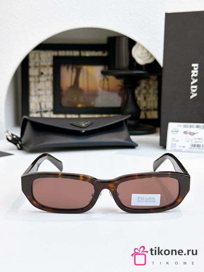 Prada PR B06SF Rectangular Sunglasses Brown - 1