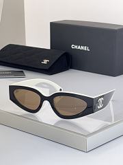 Chanel Cat Eye Sunglasses Black & White Lenses Beige CH6056 - 1