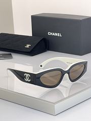 Chanel Cat Eye Sunglasses Black & White Lenses Beige CH6056 - 2