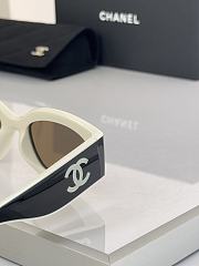 Chanel Cat Eye Sunglasses Black & White Lenses Beige CH6056 - 4