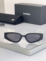 Chanel Cat Eye Sunglasses Black & White Lenses Black CH6056 - 4