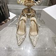 Dior J'Adior Slingback Pump White Cotton Embroidered with Millefiori Motif in Gold-Tone Metallic Thread - 1