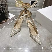 Dior J'Adior Slingback Pump White Cotton Embroidered with Millefiori Motif in Gold-Tone Metallic Thread - 6