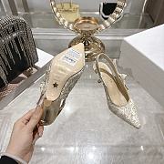 Dior J'Adior Slingback Pump White Cotton Embroidered with Millefiori Motif in Gold-Tone Metallic Thread - 3