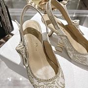 Dior J'Adior Slingback Pump White Cotton Embroidered with Millefiori Motif in Gold-Tone Metallic Thread - 2