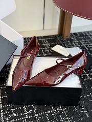 Chanel Mary Janes Patent Calfskin Dark Red 35mm - 5