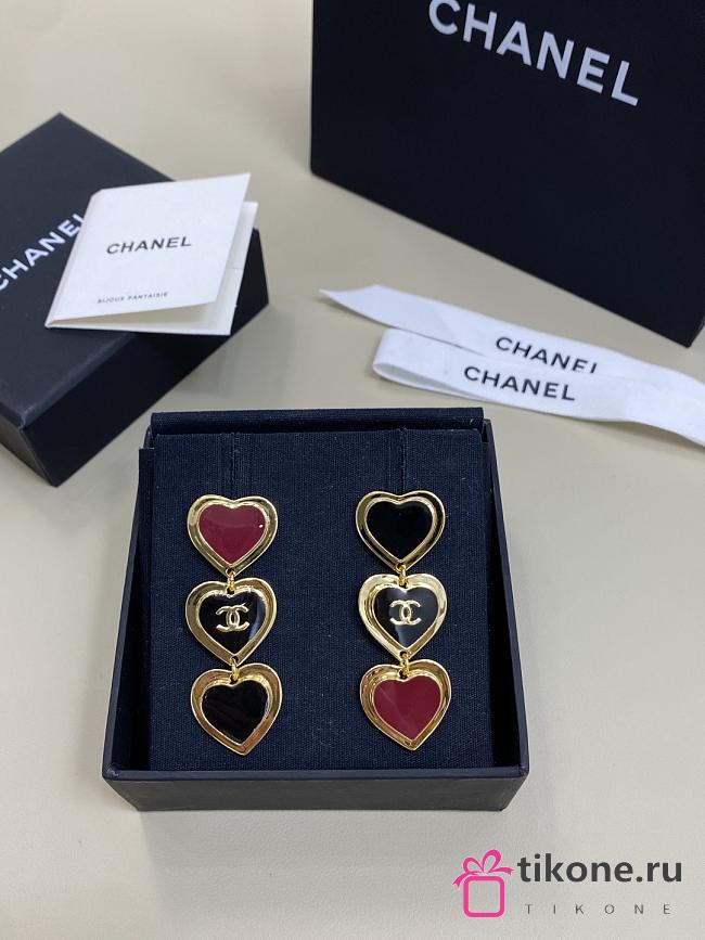 Chanel Pendant Earrings Golden Black & Dark Red Metal & Resin - 1