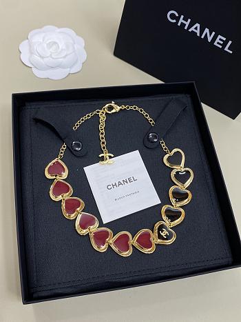 Chanel Necklace Golden Black & Dark Red Metal & Resin