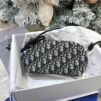 Dior Bow Pouch Blue Dior Oblique Jacquard - 20x11x8cm