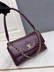 Chanel Flap Bag Lamskin & Gold-Tone Metal Dark Burgundy - 25x14.5x5cm - 6