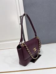 Chanel Flap Bag Lamskin & Gold-Tone Metal Dark Burgundy - 25x14.5x5cm - 5