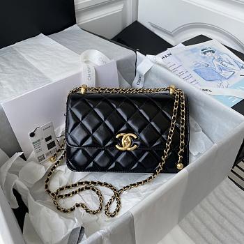 Chanel Wallet on Chain Shiny Calfskin & Gold-Tone Metal Black - 19.2x12.3x3.5cm