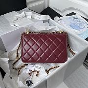 Chanel Wallet on Chain Shiny Calfskin & Gold-Tone Metal Dark Burgundy - 19.2x12.3x3.5cm - 4