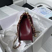 Chanel Wallet on Chain Shiny Calfskin & Gold-Tone Metal Dark Burgundy - 19.2x12.3x3.5cm - 3