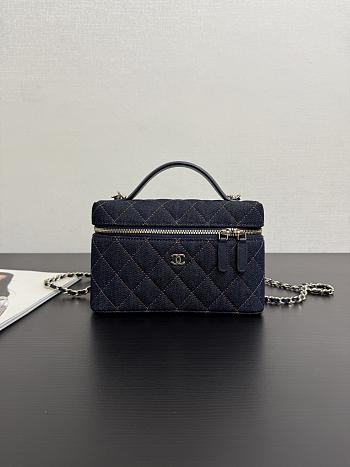 Chanel Classic Vanity with Chain Denim & Gold Metal Dark Blue & Orange - 19.5x17x5cm