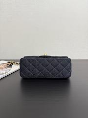 Chanel Mini Classic Handbag Denim & Gold Metal Dark Blue & Orange - 20x12x6cm - 5